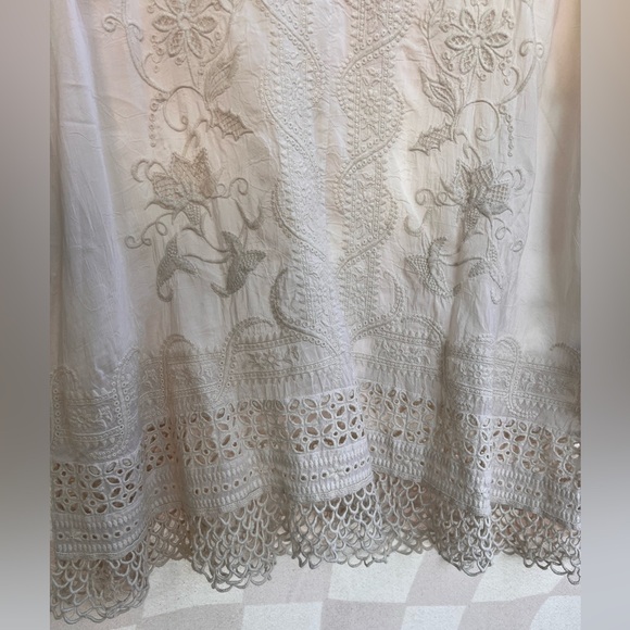 Johnny Was Beautiful Womens Ivory Floral Embroidered Long Sleeve Top Size Medium - Picture 4 of 8